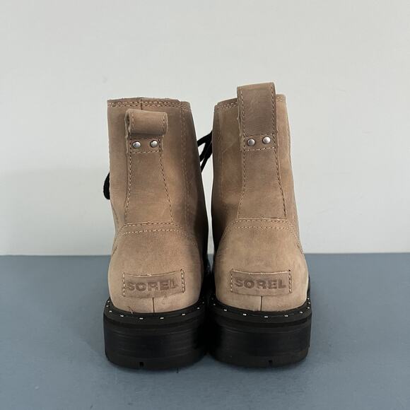 Sorel Lennox Shearling Cozy Canoe Tan Suede Lace Up Lug Sole Boots - Picture 6 of 9